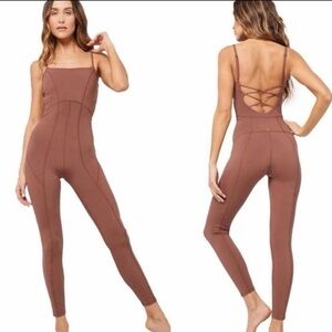 l*space go the distance jumpsuit in brown, size small